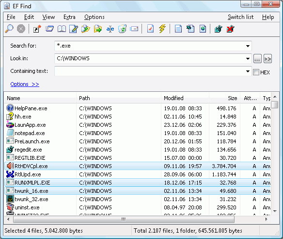 EF Find Screenshot